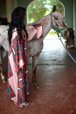 Pink Silk Frame Kimono Wrap