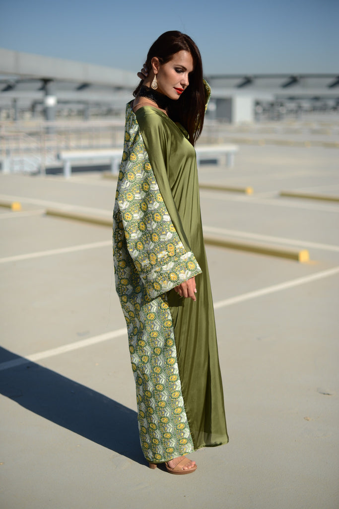 She's in Love: Olive Green Kimono Abaya