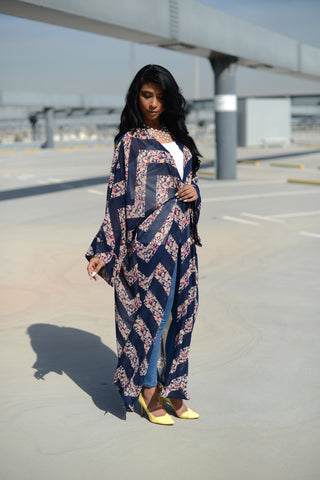 Navy Wave Kimono Wrap