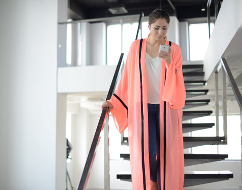 Neon Orange Border Kimono Wrap