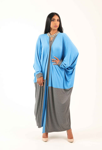 It's Grey and Blue Kimono Abaya